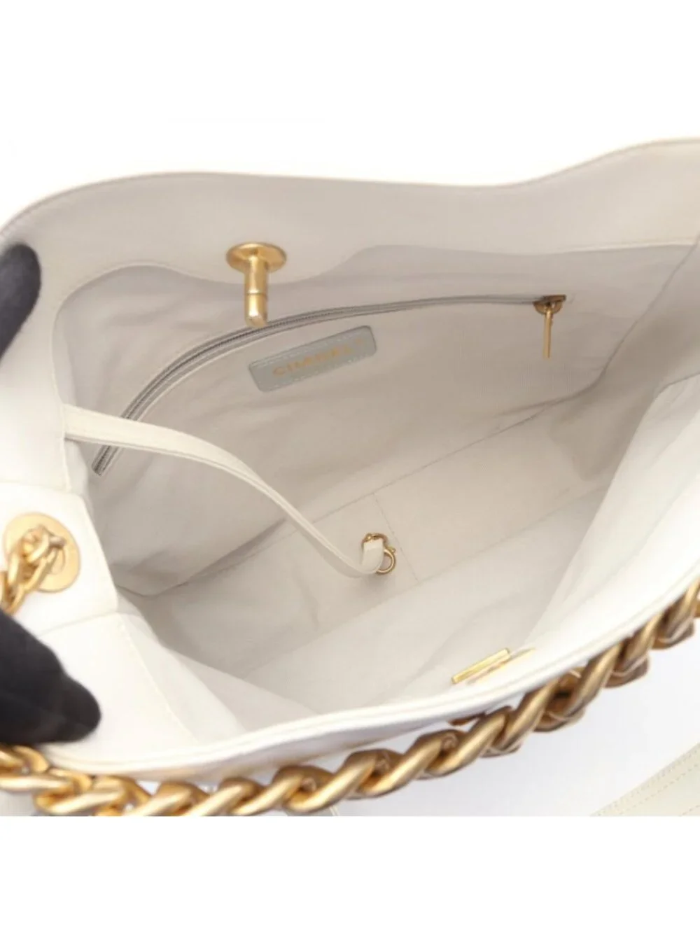 Chanel Shoulder Bag Quilted 2-Way White Lambskin